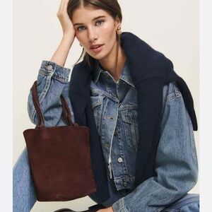 NWT REFORMATION Dimitra Pouch Bag, Chocolate Suede